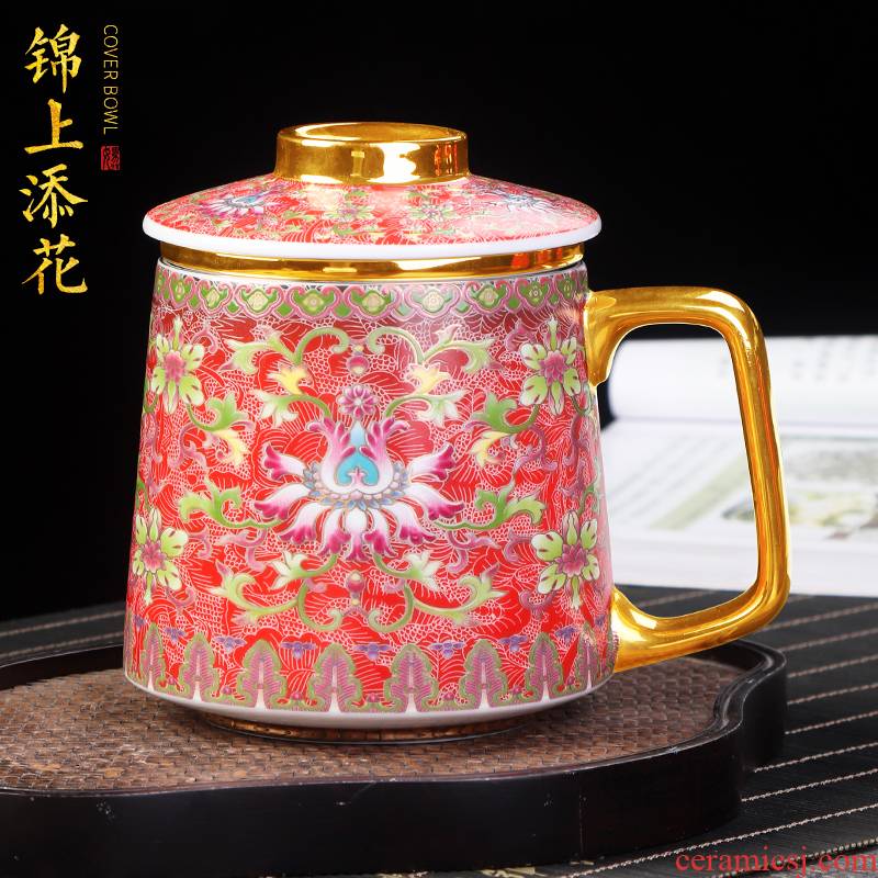Artisan fairy colored enamel coppering. As silver glass ceramic tea cup with cover office filtration separation of tea keller