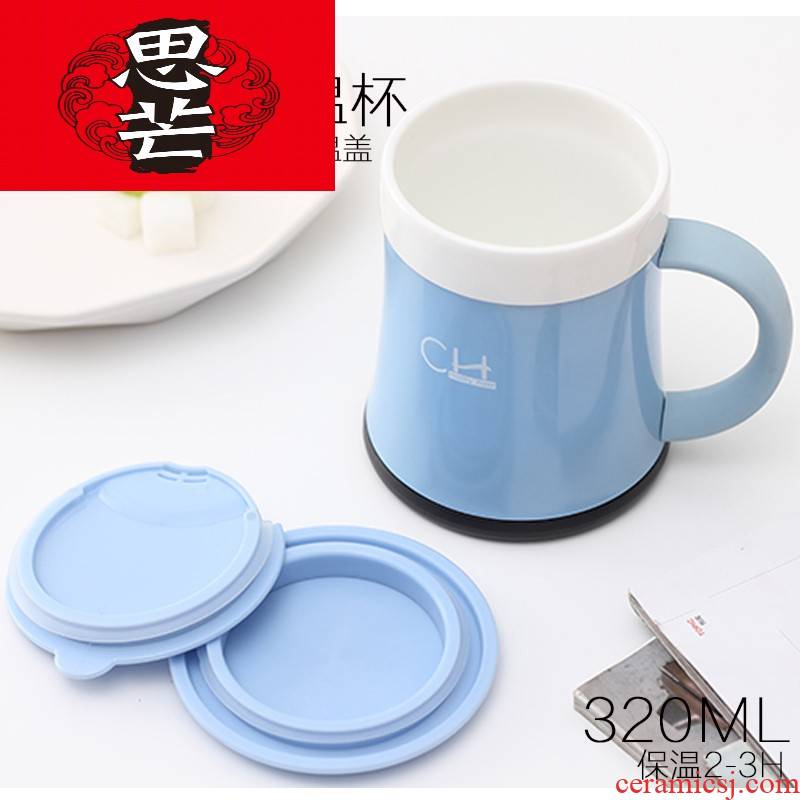 Thinking mans office men and women fashion household ceramic tank vacuum cup with cover with the filter business cup children 's health