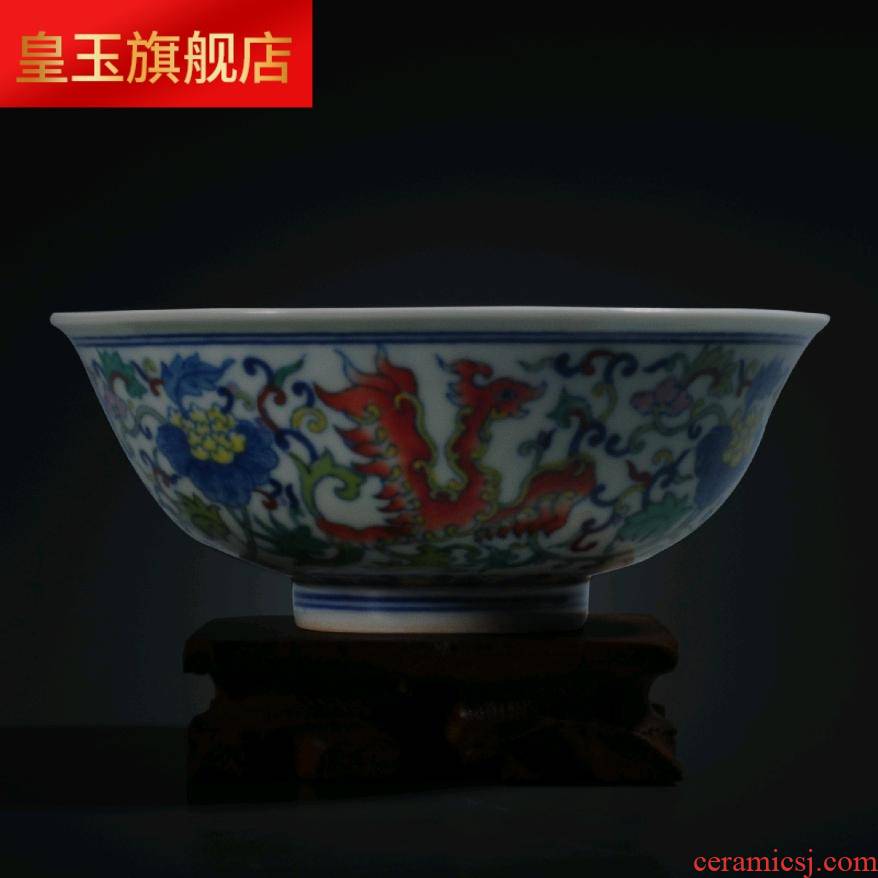 5 ZCT colorful bowl of soup bowl bowl jingdezhen checking antique hand - made process household ceramics tableware arts and crafts