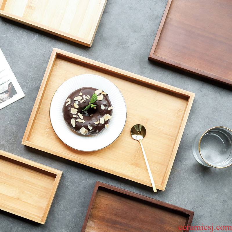 Tray tea Tray household wooden Tray to as rectangular thin plate wood, bamboo tea day pattern sitting room wood