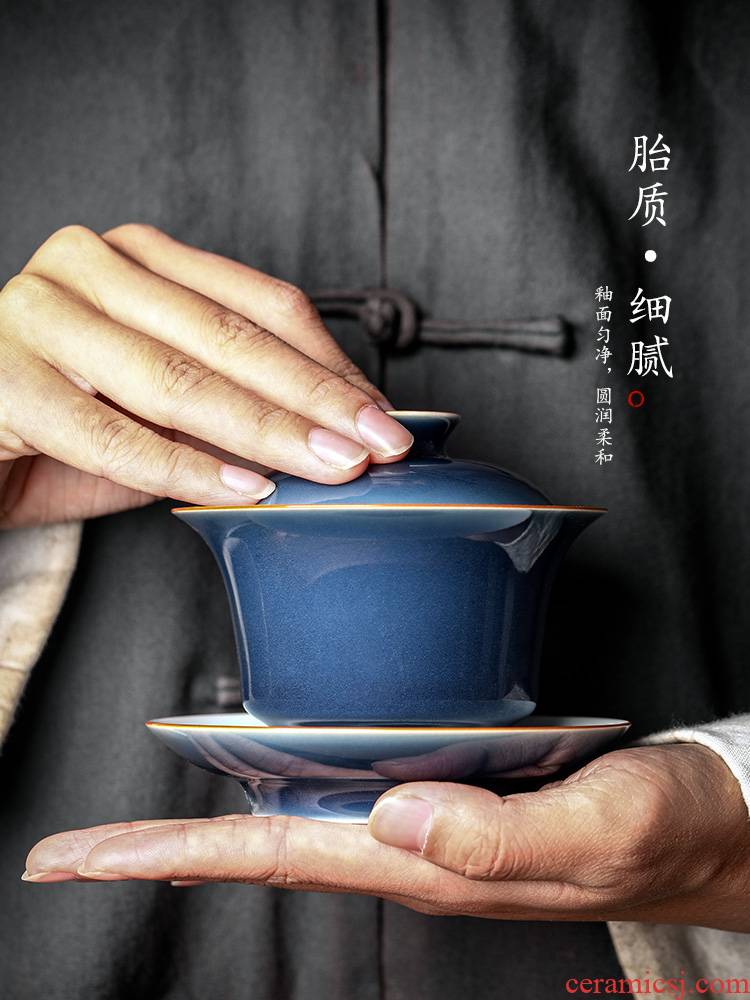 Jingdezhen tea machine only three tureen tea tea ji the qing hot kunfu tea hand grasp individual contracted cups of tea set
