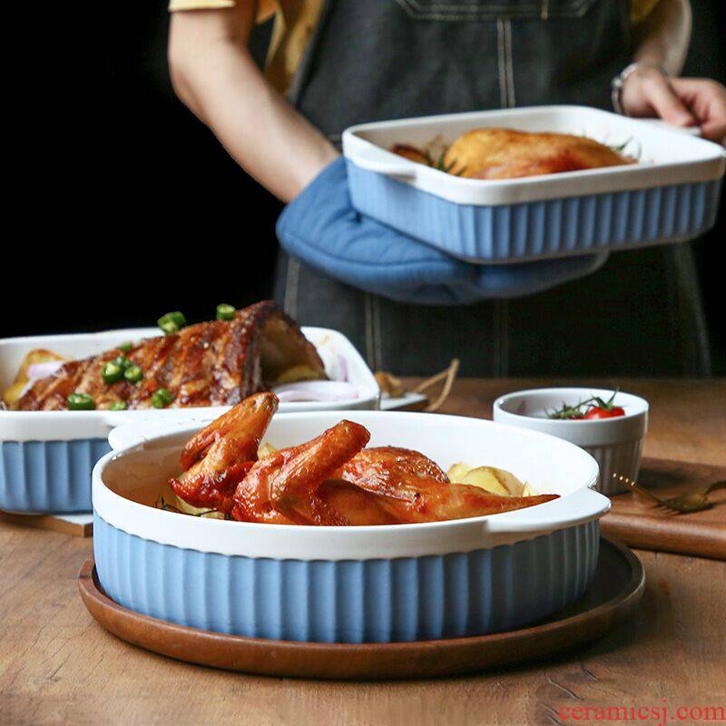 Rice ceramic household ears microwave oven baked cheese bowl and northern Europe to as thin baked baked plate special dish
