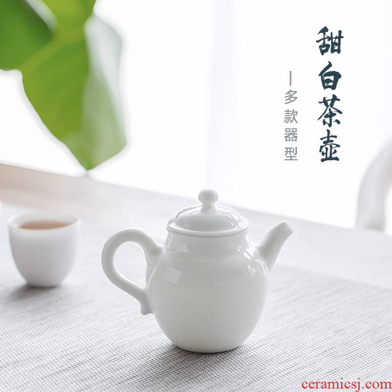 The Escape this hall jingdezhen ceramic teapot single pot of household suit small manual white porcelain teapot kung fu tea set