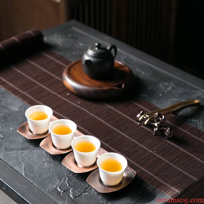 An Abundant Chinese wind Chinese cup mat on the copper alloy tea lotus leaf tea saucer mat cup Japanese kung fu tea accessories