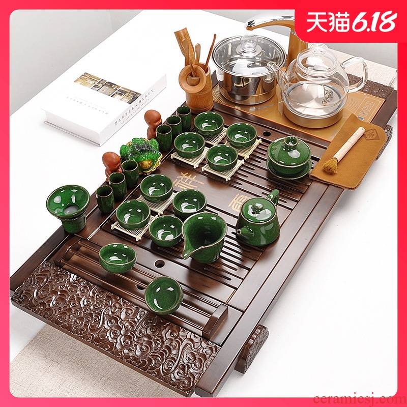 Automatic curing pot of tea set home a whole set of violet arenaceous kung fu tea set contracted solid wood tea tray