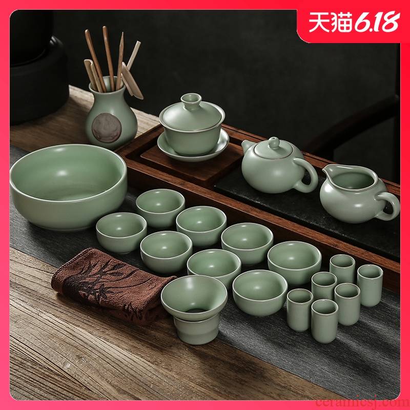 Sand embellish pottery your up kung fu tea sets the whole contracted household gifts ceramic tureen tea cups on the teapot