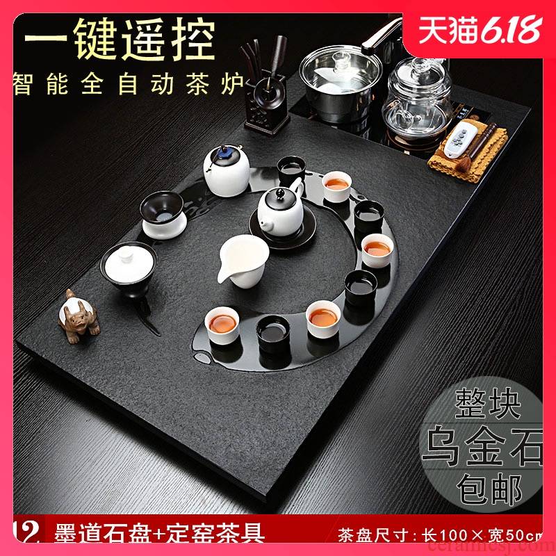 Sand embellish pottery natural stone tea tray was sharply ceramic tea set suits for large stone tea machine automatic induction cooker