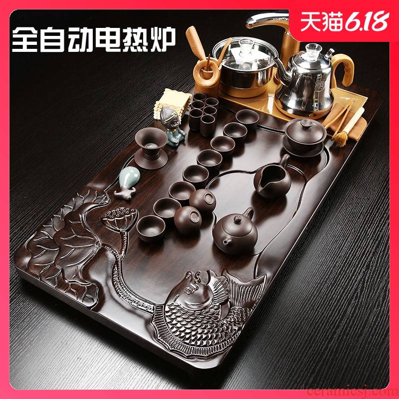 Sand embellish ceramic gold carp lotus tea tray was violet arenaceous gold automatically play electric boiling water tea accessories dross barrels of intelligence