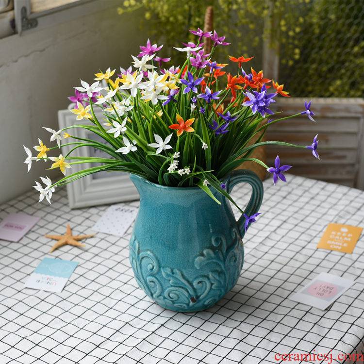 The Desktop decoration flowers fake plastic flower, the five fork simulation aquatic the plants camellia snow orchid, the flowers, small tea table