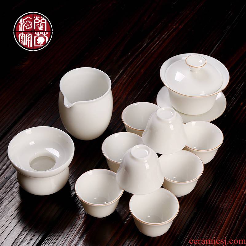 Kung fu tea tea tea tea taking office home tea accessories dehua ceramic whiteware contracted and high