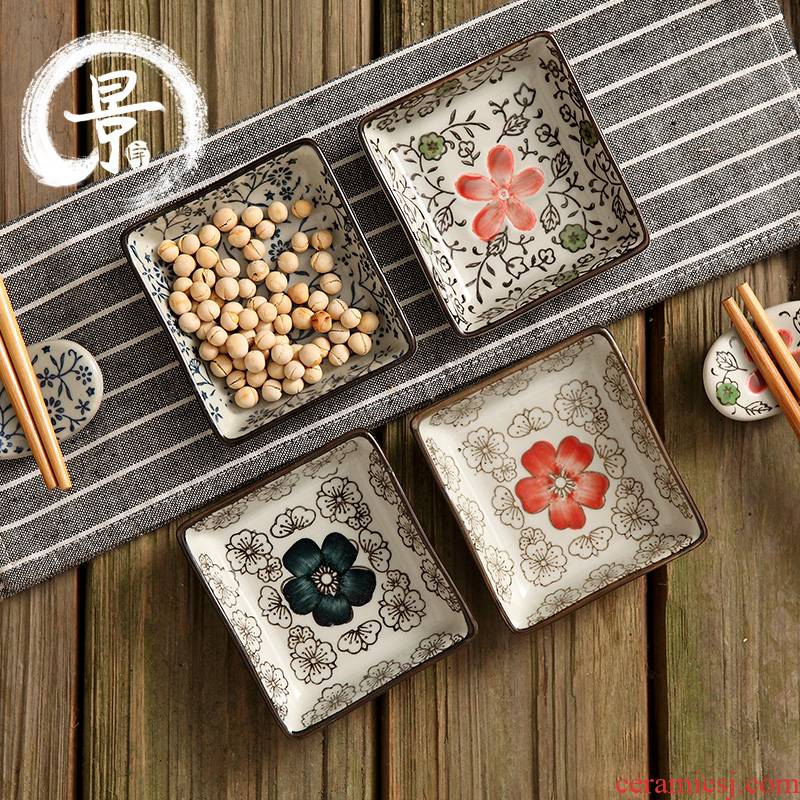 Ceramic square soy sauce dish snacks Japanese and wind flavor dish dish of cold dish dish dish vinegar dessert plate creative dishes