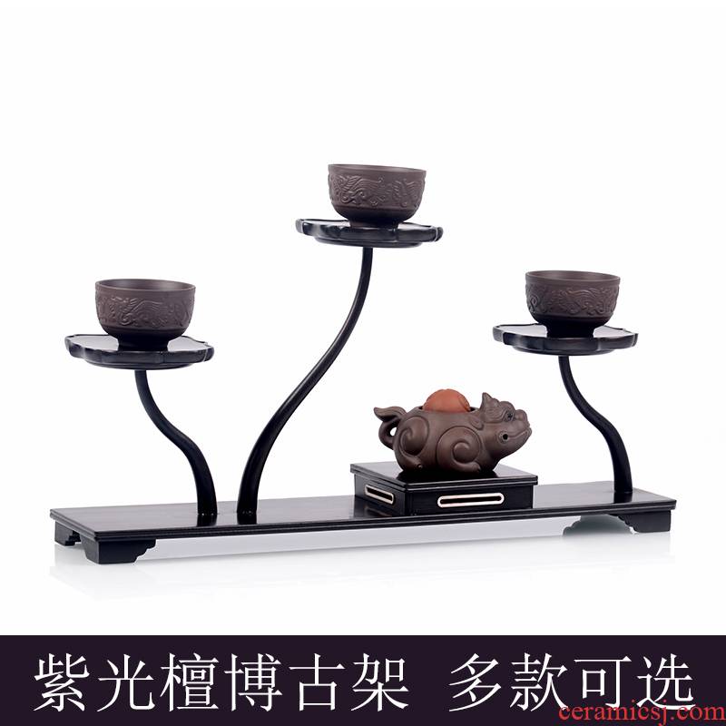 Purple light tan, rich ancient frame the teapot tea set small display shelf place rack shelf real wood, Chinese style much bao ge