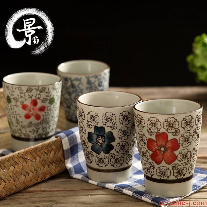 Japanese and wind ceramic keller cup with a cup of creative mugs hand - made contracted a cup of milk cup cup