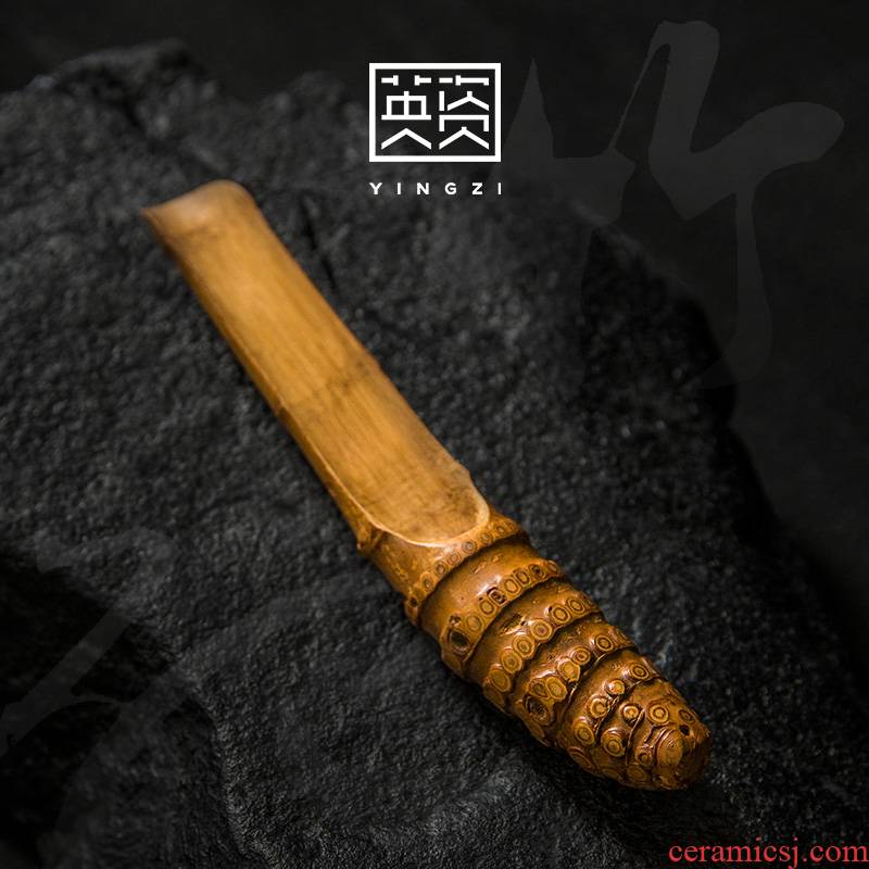 Bamboo root tea spoon, Bamboo Chinese tea shovel zen teaspoon of kung fu tea tea accessories pu - erh tea spoon