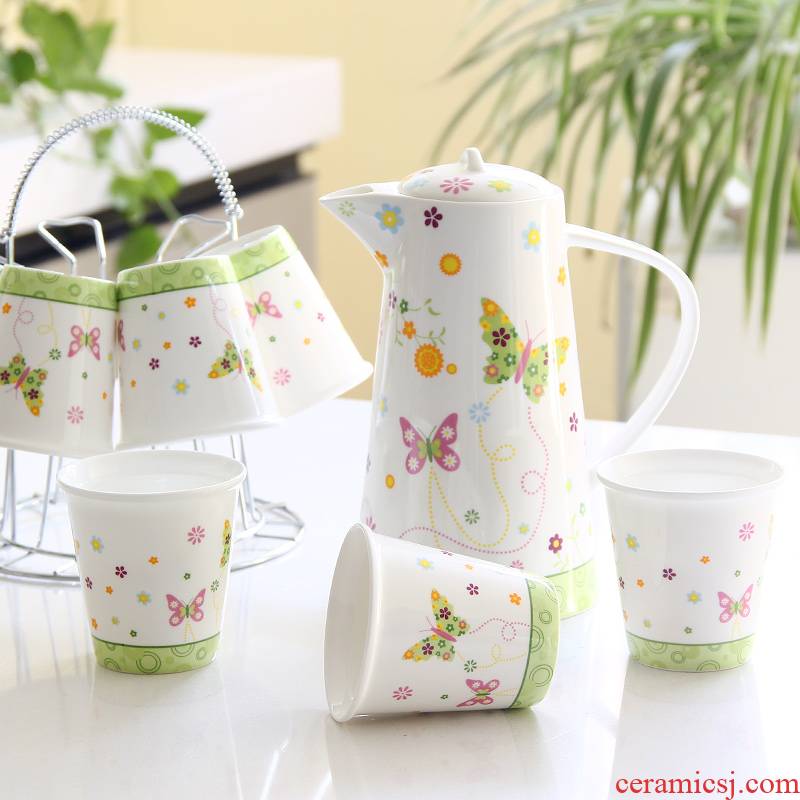 Ipads China water set suit household ceramic cup cold water cup Europe type cold water glass suits for