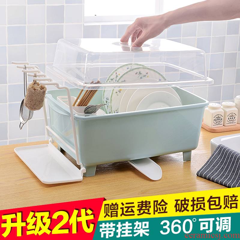 Kitchen waterlogging under caused by excessive rainfall plastic bowl frame with cover large bowl chopsticks tableware cupboard shelf receive a box to put the dishes plate
