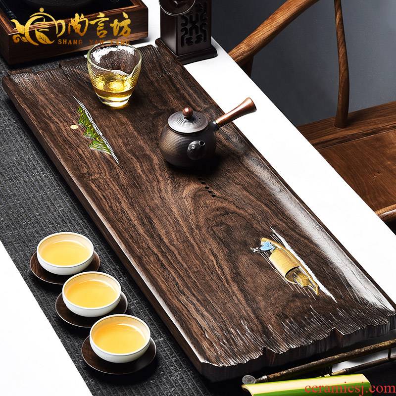 It still fang wood blocks the log tea table ebony ground tea tea saucer drainage kung fu tea set