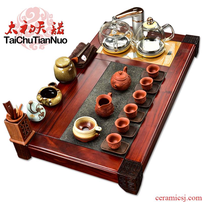 The beginning day, sour branch annatto tea tray was kung fu tea set purple sand tea sets of automatic glass furnace four unity
