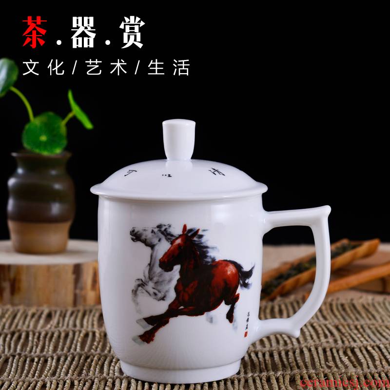 Porcelain, jingdezhen ceramic cups China dream double insulation success led dedicated tea cups with cover