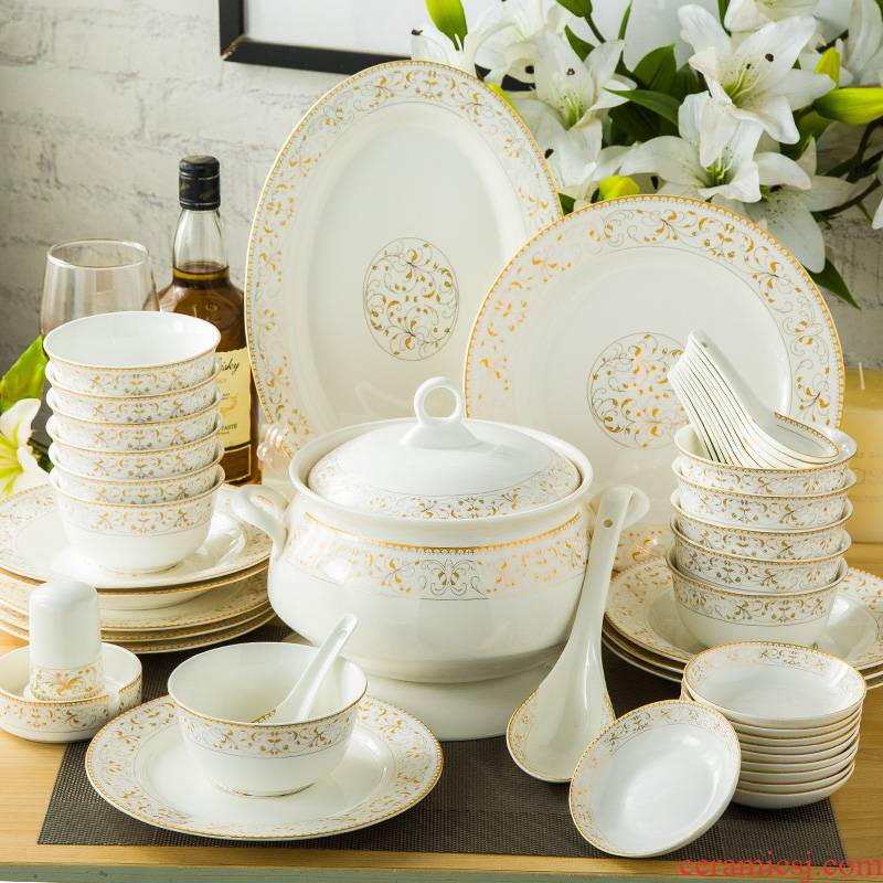 28 head 56 ipads porcelain of jingdezhen ceramics tableware suit dishes dishes Korean household housewarming gift set
