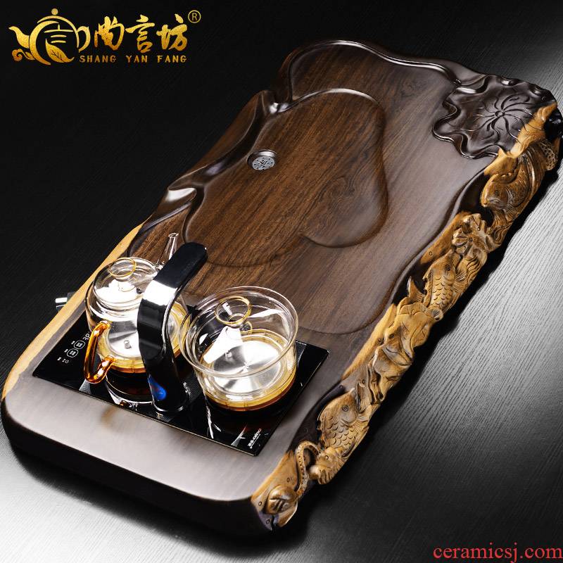 It still fang the whole piece of ebony log kung fu tea tea tray was solid wood tea sets automatic four unity of electric heating furnace