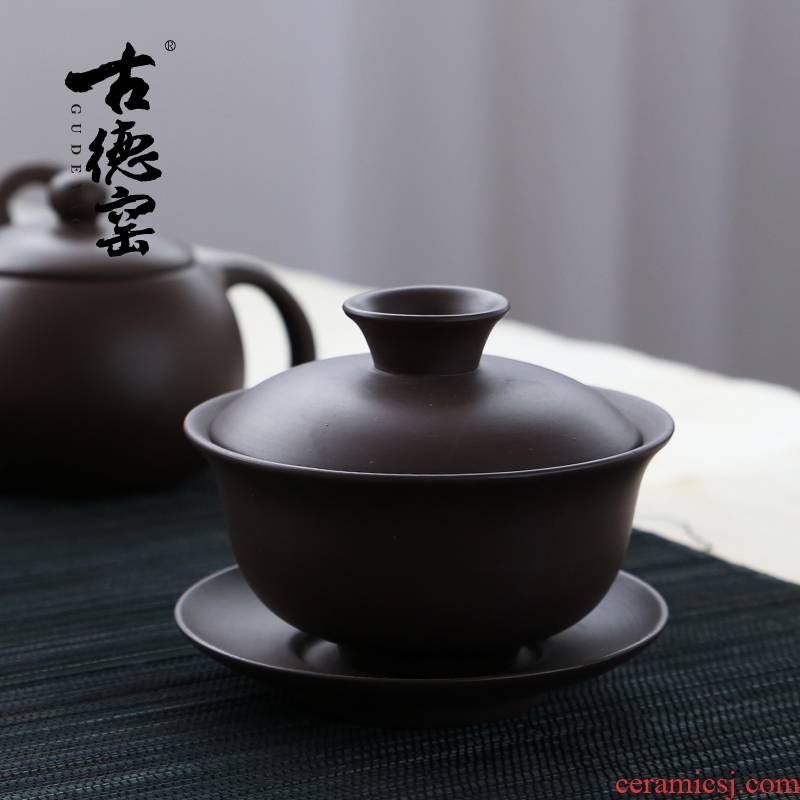 Yixing undressed ore violet arenaceous tureen kung fu tea tea prepared three worship to use cups large teapot teacup