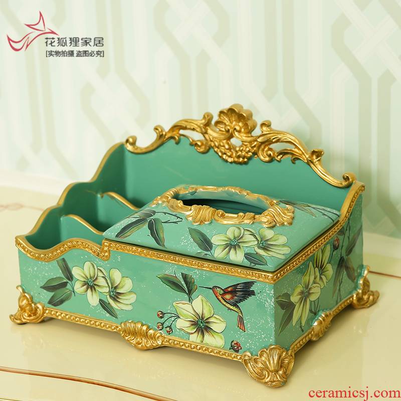 Europe type multifunctional tissue boxes sitting room tea table decorations decoration cosmetics receive a case American smoke box remote control