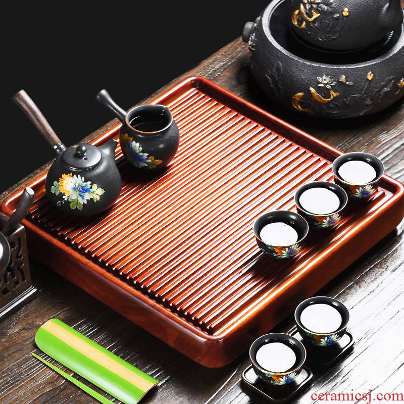It still fang hua limu bakelite drainage type single tea sets of kung fu tea tea tray household contracted tea tea sea