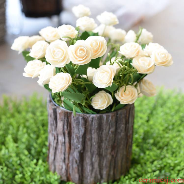 Zakka modern small pure and fresh and American countryside simulation flower rural fake flower camellia dried flowers home decoration silk flowers