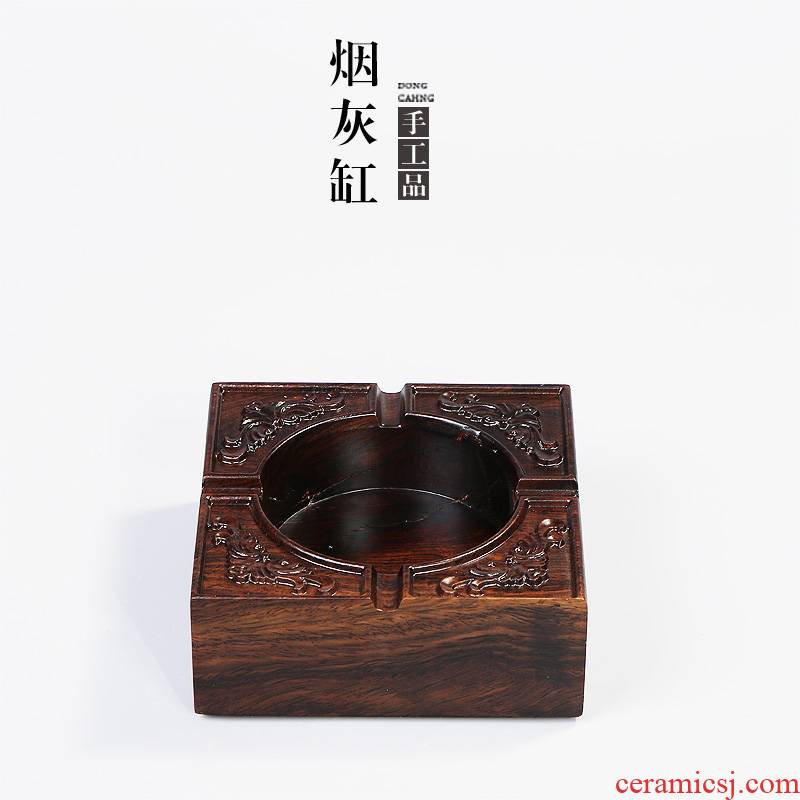 Building In hand - carved ebony ashtray solid wood tea tea accessories household items furnishing articles