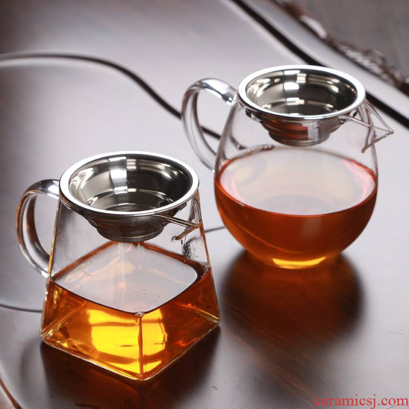 Large glass with fair keller) high temperature heat - resistant glass tea sea male insulation cup kung fu tea accessories