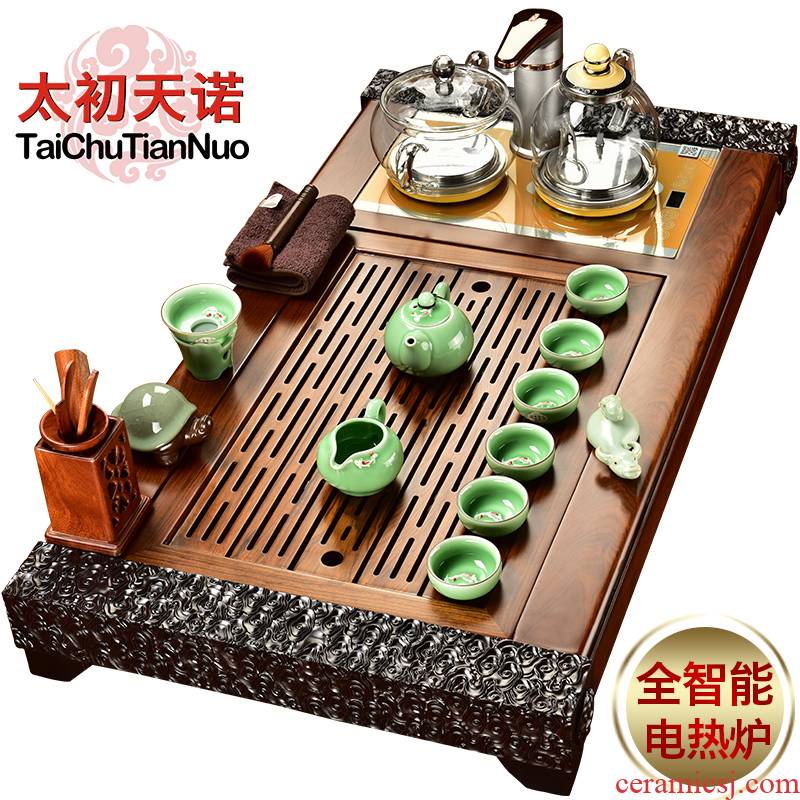 The beginning day, automatic tea sets tea tray sandalwood rosewood real wood ebony tea tea taking all of it