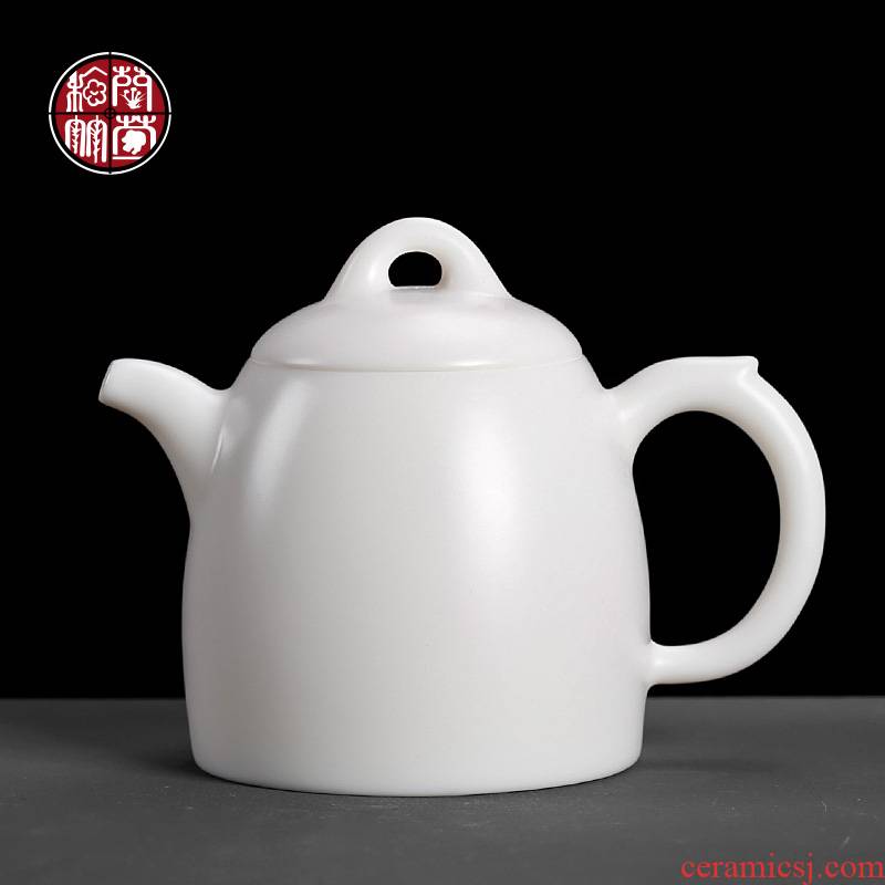 Dehua high - white Qin Quan pot DE - gen Chen checking ceramic single suet jade teapot with ivory white single pot