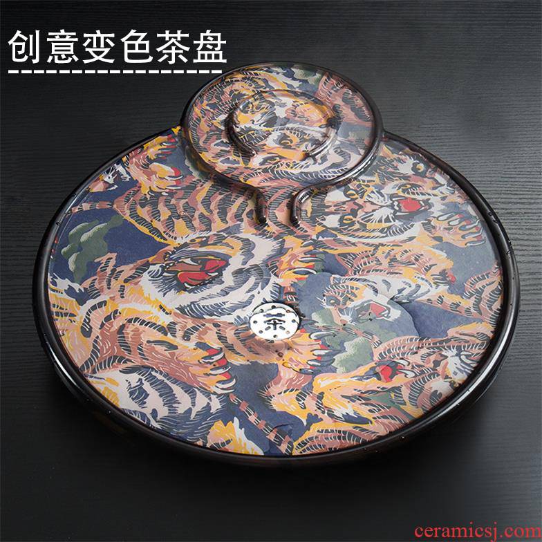 Creative single - layer circular stone mill melamine plastic color panlong tiger tea fortunes contracted