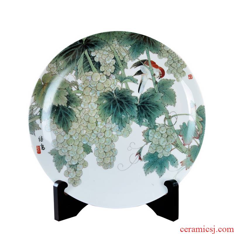 Chinese creative furnishing articles ceramics handicraft decorative plate of home sitting room office YuJiGao painting flower and - bird painting