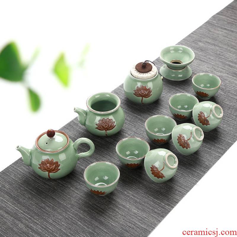 Elder brother up with tea set your up crack glaze on kung fu tea set home tea device of a complete set of the teapot