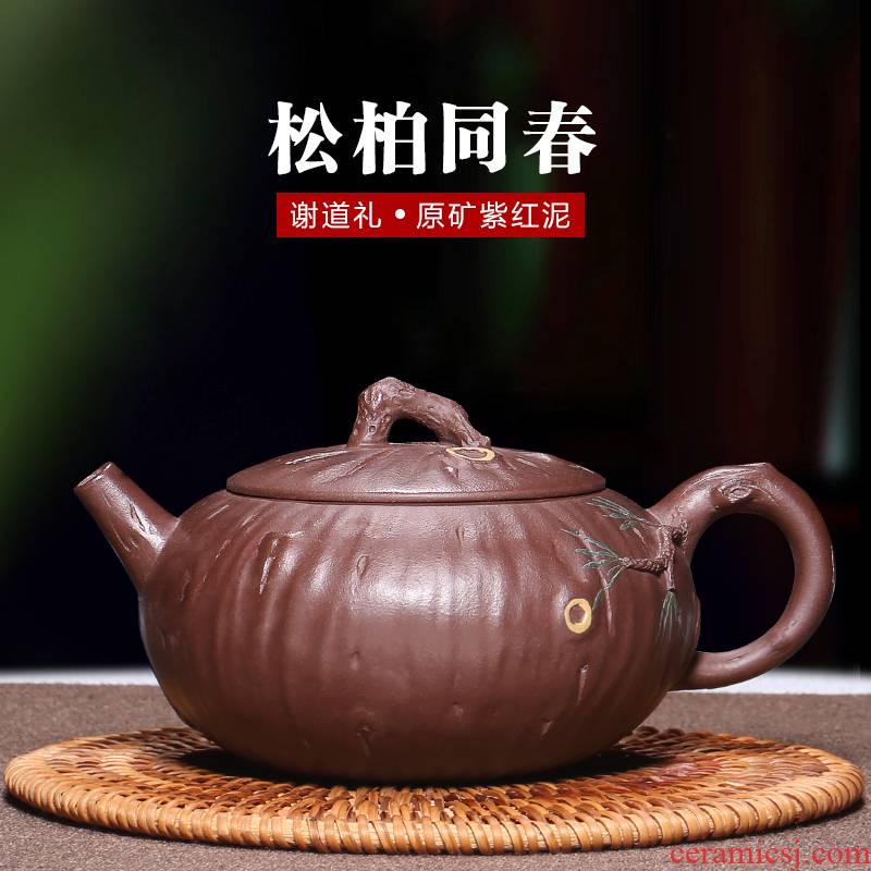 Mingyuan tea pot of yixing masters are it pure manual undressed ore purple clay household authentic kung fu tea tea set