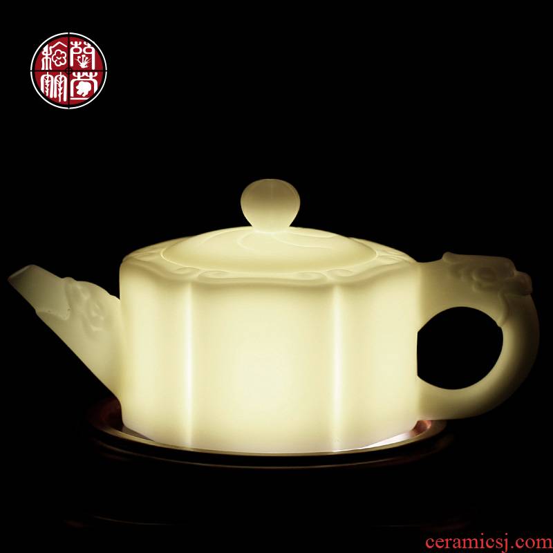 De - gen Chen white porcelain kung fu tea set household pure manual single pot of dehua porcelain white suet jade ruyi teapots