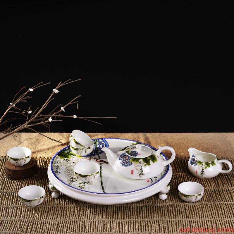 Jingdezhen porcelain, ceramic and Chinese kung fu tea set nine poems chunxiao tea tray teapot