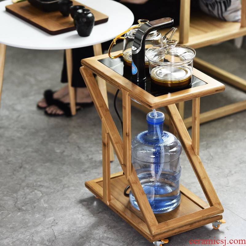 It still fang bamboo tea car mobile tank multi - function with induction cooker real wood kung fu tea tea tea tray