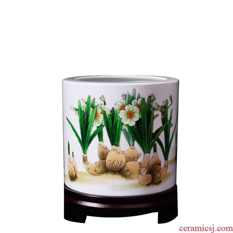 Porcelain, jingdezhen ceramic large hair brush pot porch decoration desktop furnishing articles refers to flower POTS and pure