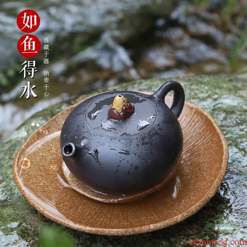 Mingyuan tea pot are it for yixing famous pure manual authentic undressed ore, black clay teapots household kung fu tea set