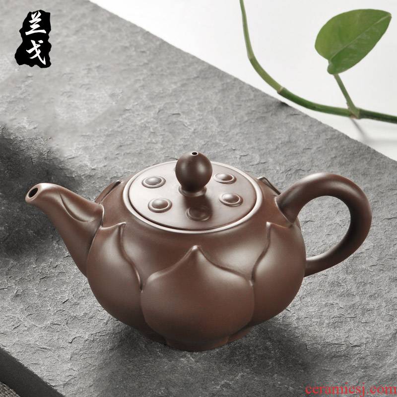 He undressed ore ceramic tea pot - kung fu tea set manually old purple clay pot of tea accessories cup suit
