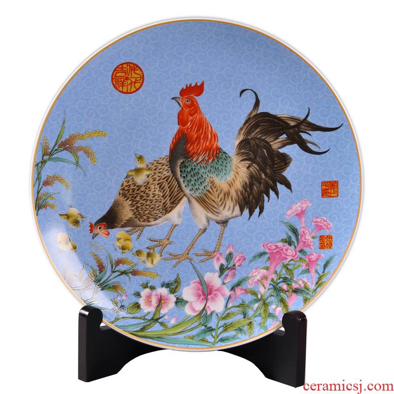 Porcelain, jingdezhen ceramic chicken furnishing articles creative New Year gift Porcelain arts and crafts home sitting room decorate dish