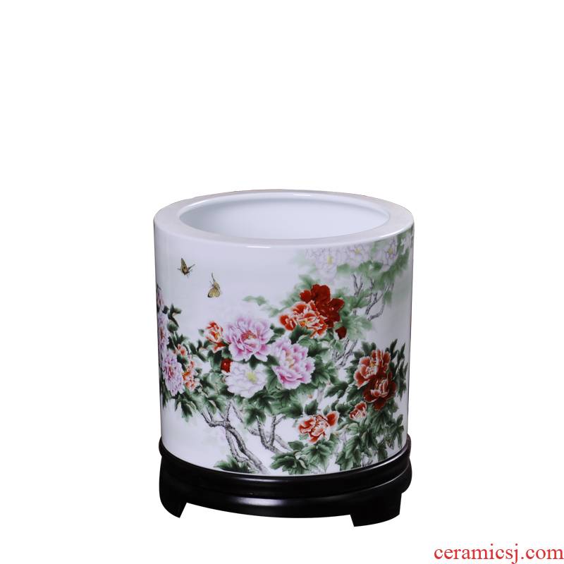 Porcelain, jingdezhen ceramic creative furnishing articles of modern Chinese style spring breeze brush pot study desk prosperous gift bag in the mail