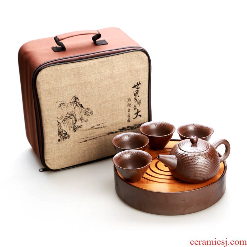 Hong bo acura coarse some ceramic porcelain crack Japanese kung fu tea set on sale of a complete set of dry terms Taiwan bamboo tea tray