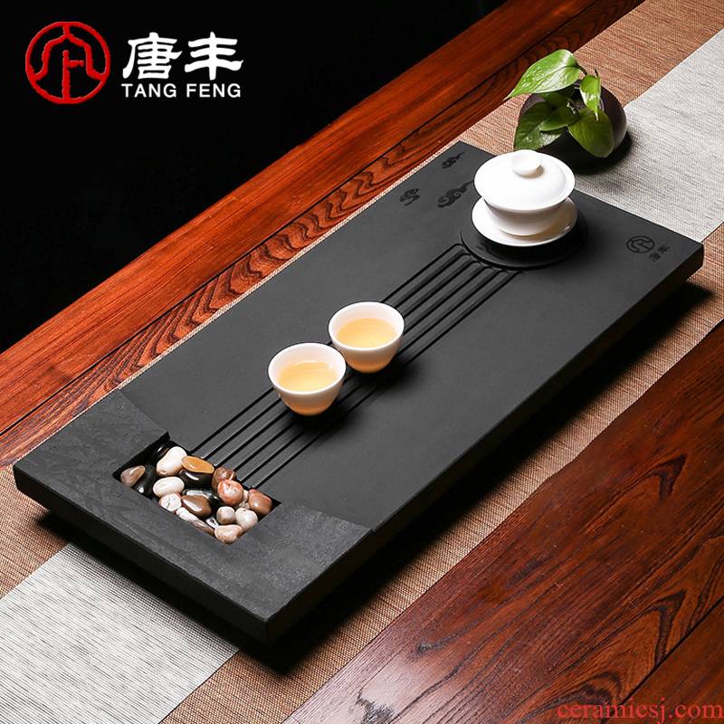 Tang Feng blocks sharply stone tea tray household contracted stone tea black stone, stone, fire large drainage tea sea