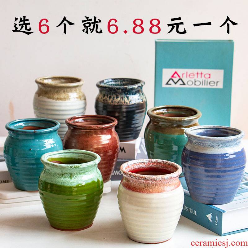 Fleshy flower pot through pockets tao meaty plant orchid contracted large take creative ceramics POTS wholesale