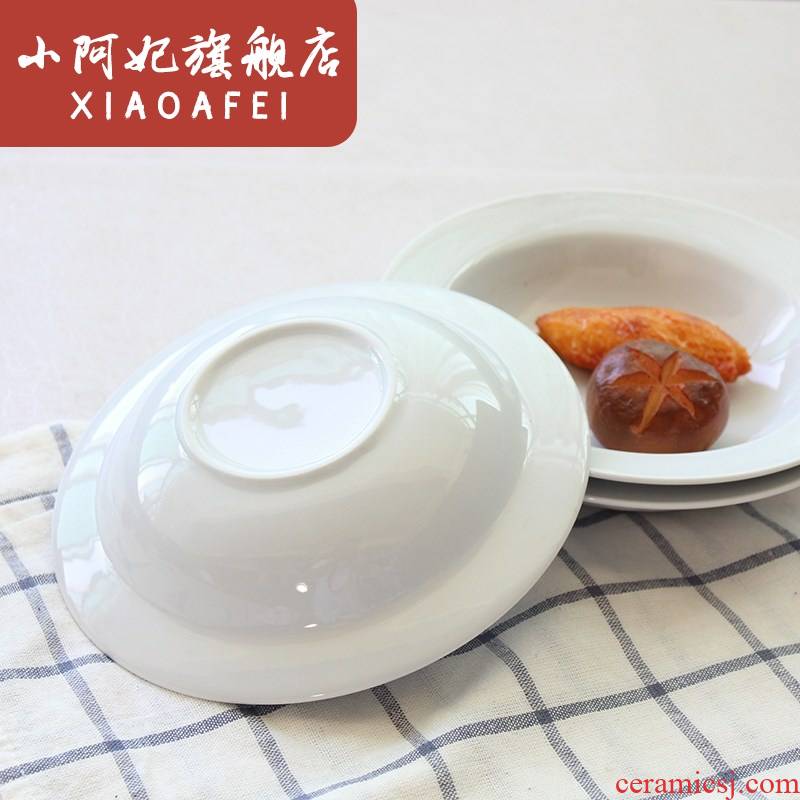 7 inches small straw hat disc ceramic soup plate continental plate household contracted pasta dish plate straw hat