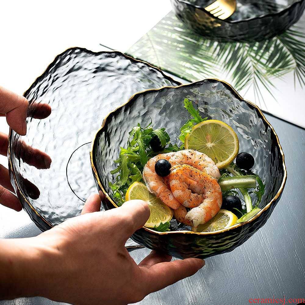 Hammer eye grain glass fruit bowl sitting room tea table household salad bowl Nordic style of creative move of modern fruit bowl